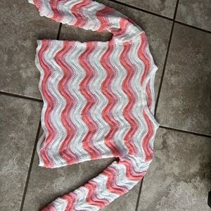 Pink and White Wave Pattern Sweater